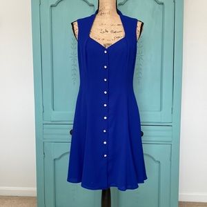 CDC Evening Royal Dress. Rhinestone buttons. Beautiful lining.